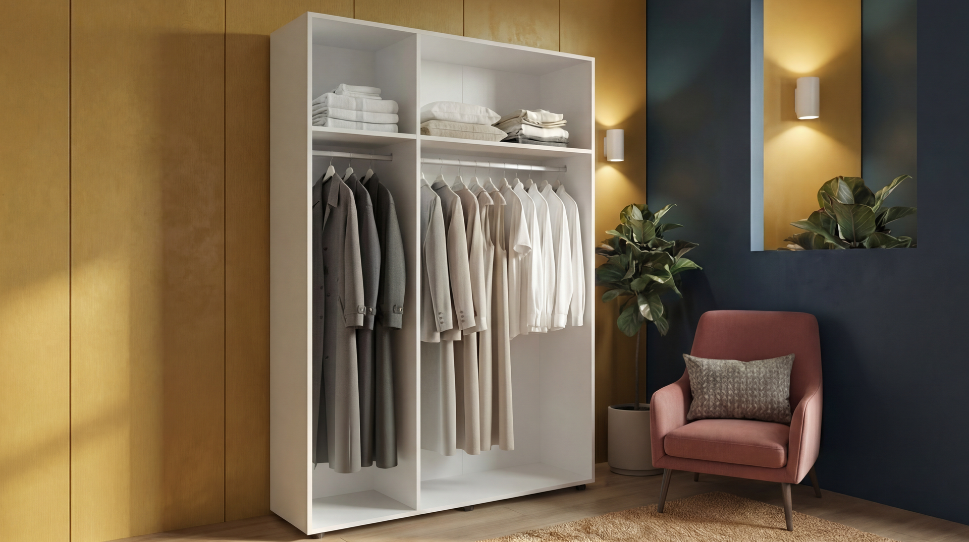 Dulap cu trei usi si bara Masimo Balance 1, alb  3